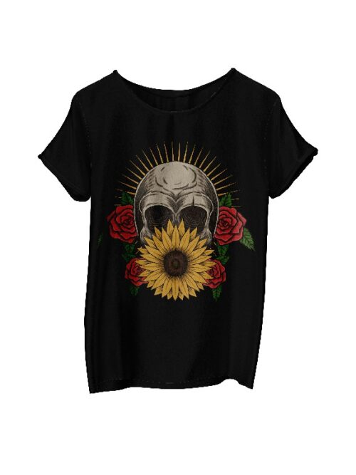 Skull flower Design T-Shirt