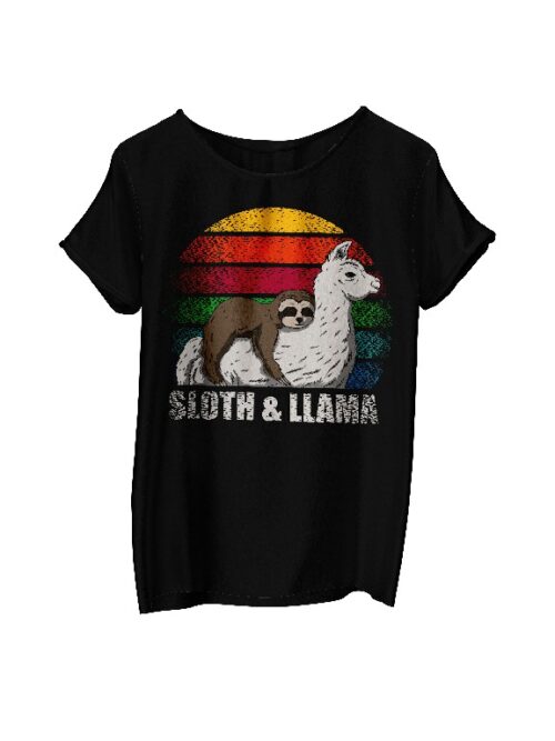 Sloth and llama retro Design T-Shirt