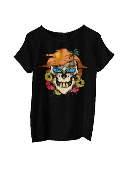 Summer skull with beauty@3x Design T-Shirt
