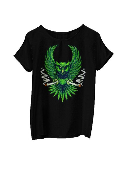 Weed Owl Smoking Cannabis Illustrations Design T-Shirt