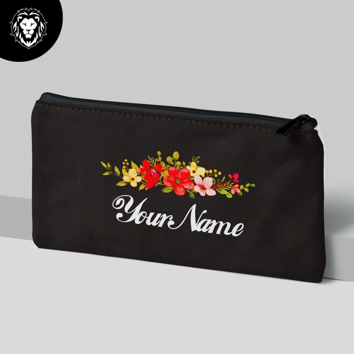 Customize Your Own Name with Floral Design Velvet Makeup pouch