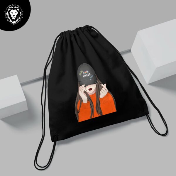 Pretty Girl Logo Black Drawstring Bag For Boys & girls