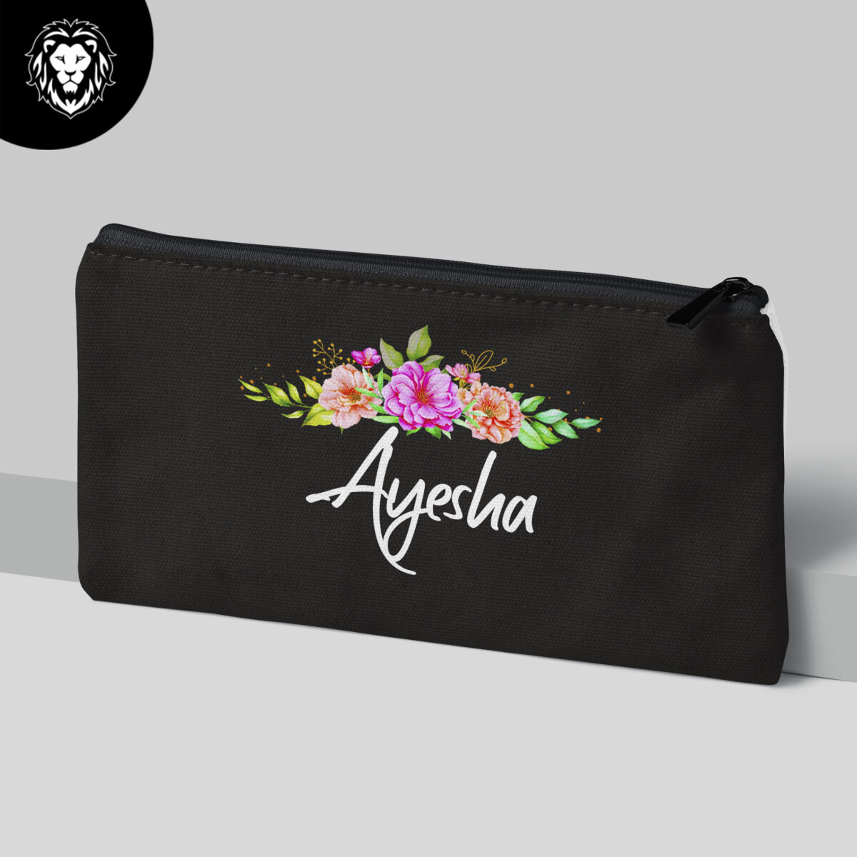 Floral Design With Your Name Velvet Makeup pouch