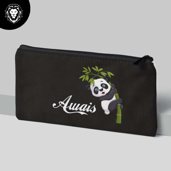 Panda With Your Name Velvet Makeup Pouch ,